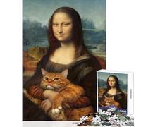 Rompecabezas de 1000 Piezas de Mona Lisa Meme de Gato decoración del hogar Juguetes Regalo de cumpleaños Juego práctico colección de Artistas Bellas Artes tamaño 38x26cm