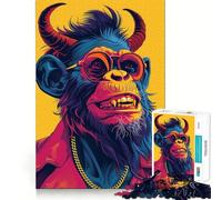 Rompecabezas de 1000 Piezas de Mono Diablo Sonriente para Adultos Juguete para Pensar, Calma, relajación, Corte Limpio, decoración de Pared 50x75cm