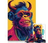 Rompecabezas de 1000 Piezas de Mono Diablo Sonriente para Adultos Retirada Mejorada Alivio del estrés Corte Ajustado Selección de Deseos de Papá Noel 38x26cm