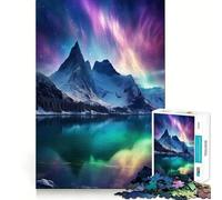 Rompecabezas de 1000 Piezas de montañas con Auroras boreales para Adolescentes Juguete Educativo para Toda la Familia Corte de Calidad Regalo Elegante (38x52cm)