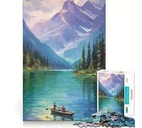 Rompecabezas de 1000 Piezas de montañas y Lago para Adultos Juguete de lógica y Entretenimiento Bordes Suaves Regalo conmovedor (38x52cm)