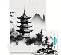 Rompecabezas de 1000 Piezas de Montañas y Pagoda para Adultos y Adolescentes Juguete de lógica Clara para Relajarse Corte Artículo de Santa Claus (38x26cm)