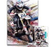 Rompecabezas de 1000 Piezas de Motocicleta de Acuarela Rompecabezas de 1000 Piezas para Adultos y Adolescentes Juguetes y Juegos educativos para Adultos y Adolescentes 50x75cm