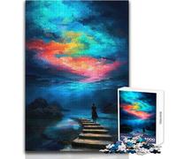 Rompecabezas de 1000 Piezas de Mujer Caminando hacia un Cielo Colorido Juego Divertido para el Desarrollo cognitivo reflexivo para Celebraciones Tamaño 38x26cm