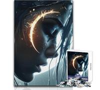 Rompecabezas de 1000 Piezas de Mujer Mística con Luna Brillante para AdultosActividad cognitiva de Aprendizaje lúdicoRegalo sorpresas alegresTamaño 38x26cm