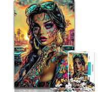 Rompecabezas de 1000 Piezas de Mujer Tatuada para Adolescentes, 1000 Piezas, Juguetes educativos, Juegos antiestrés, Lista de Deseos con Papá Noel, 26x38cm