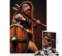 Rompecabezas de 1000 Piezas de Mujer vikinga antiestrés Regalo de cumpleaños Juego Educativo con Piezas aleatorias entrelazadas tamaño 50x75cm
