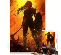 Rompecabezas de 1000 Piezas de Mujer Vikinga Berserker para Adultos para Mentes agudas, fácil de Usar Ajuste Firme Regalo Festivo (38x52cm)