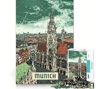 Rompecabezas de 1000 Piezas de Múnich,Corte Impecable,diversión para Resolver Problemas,Juego Gratuito, (38x52cm)