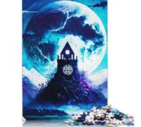 Rompecabezas de 1000 Piezas de Mystic Building in Moon para Adultos, dificultad Alta, Juego Relajante, 1000 Piezas (75 x 50 cm)