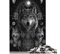 Rompecabezas de 1000 Piezas de Mystic Wolf Cosmos para Adultos, Rompecabezas de Madera, Juegos educativos para niños, 1000 Piezas (75 x 50 cm)