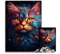 Rompecabezas de 1000 Piezas de Nebula Cat Coloridos Rompecabezas psicodélicos para Adultos Actividad en casa para Vacaciones cumpleaños y Noches de Juegos Familiares 1000 Piezas (75x50cm)