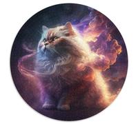 Rompecabezas de 1000 Piezas de Nebulosa de Gato Persa. Rompecabezas Redondo de 1000 Piezas divertirse en Familia en Navidad, Acción de Gracias, cumpleaños y Pascua. 67,5 x 67,5 cm.