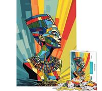 Rompecabezas de 1000 Piezas de Nefertiti Reina egipcia Juguetes adictivos para Cultivar la Paciencia Juegos Divertidos Decoración Perfecta Regalo de cumpleaños (Tamaño 38x26cm)