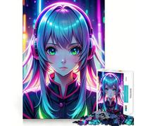 Rompecabezas de 1000 Piezas de Neon Anime Gamer Girl para Adolescentes, Rompecabezas Mental, Alivio de la tensión, Arte de ensamblaje, Regalo Premium (38x26cm)