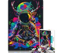 Rompecabezas de 1000 Piezas de neón, Astronauta y Ciervo para Adultos, 1000 Piezas, Noches de Juegos, Juguete Colorido para el hogar, Regalo de 75x50cm