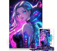 Rompecabezas de 1000 Piezas de Neon Fox Girl para Adolescentes, Juguete para ejercitar la Mente, Actividad en casa, Bordes precisos, Lista de Deseos de Santa Claus (50x75cm)