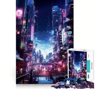 Rompecabezas de 1000 Piezas de Neon Japan Cyber Punk City para Adultos, Regalos, para Mejorar la Memoria, Tiempo Libre, decoración de Pared con Corte preciso (50x75cm)