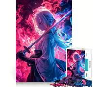 Rompecabezas de 1000 Piezas de Neon Samurai Anime Girl Teenagers, Juguete Inteligente para Jugar en Interiores, con Bordes Lisos, de la colección Art Piece (50x75cm)