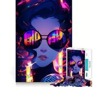 Rompecabezas de 1000 Piezas de Neon Singer con Gafas de Sol Reflectantes para Adultos Juego Inteligente, Montaje sin estrés, Sorpresa cálida (50x75cm)