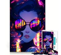 Rompecabezas de 1000 Piezas de Neon Singer con Gafas de Sol Reflectantes para Adultos Regalos para Mejorar la Memoria Ideal para Relajarse y Relajarse Diseño artístico con Bordes Afilados (38x52cm)