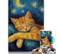 Rompecabezas de 1000 Piezas de Night Sky Cat of Night Sky para Adolescentes, Juguete Educativo Toda la Familia, 38x26cm