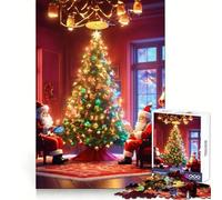 Rompecabezas de 1000 Piezas de Nochebuena de Papá Noel para Adolescentes Juguete Mental Momento de Paz Corte Premium Regalo artístico (38x26cm)