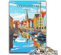 Rompecabezas de 1000 Piezas de Noruega Trondheim Viajes Ayuda a ejercitar el Cerebro Juguetes adictivos para Cultivar la Paciencia Ideal para Parejas (tamaño 50x70cm)