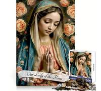 Rompecabezas de 1000 Piezas de Nuestra Señora de Las Rosas para Adultos Regalos para Mejorar la Memoria y Relajarse Corte Premium Cálida Sorpresa (38x52cm)