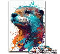 Rompecabezas de 1000 Piezas de Nutria, Animal Pop Art, Ayuda a ejercitar el Cerebro, Juguetes adictivos para Cultivar la Paciencia, Adecuado para Parejas, 38x26cm