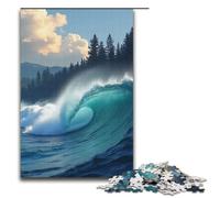Rompecabezas de 1000 Piezas de Olas de Pino para niños de Madera para decoración del hogar 1000 Piezas (38 x 26 cm)