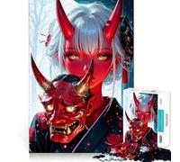 Rompecabezas de 1000 Piezas de Oni Girl con máscara para Adolescentes Refuerza la Memoria Momentos de Paz Regalo clásico (38x52cm)