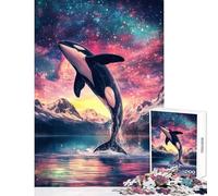 Rompecabezas de 1000 Piezas de Orca Saltando hacia Las Estrellas Juguete Educativo Gran Regalo para Juegos educativos Adecuado para decoración de Escritorio Tamaño 38x52cm