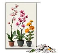 Rompecabezas de 1000 Piezas de orquídeas ciruelas bambú y crisantemos un Divertido Rompecabezas para la Familia. Gran Regalo para los fanáticos del Anime. Regalo para Adultos de 1000 Piezas.