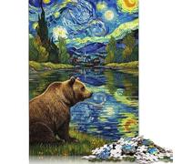 Rompecabezas de 1000 Piezas de Oso en un Paisaje Estrellado para Adultos y Adolescentes. Regalos de Nochebuena. 1000 Piezas (75 x 50 cm).