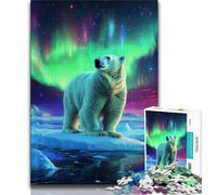Rompecabezas de 1000 Piezas de Oso Polar Aurora para Adolescentes Juguete Educativo Intelectual descompresor Regalo de cumpleaños (26x38cm)