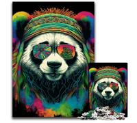 Rompecabezas de 1000 Piezas de Panda de neón. Rompecabezas para el hogar, Actividades para Fiestas, cumpleaños y Noches de Juegos en Familia. 50x75cm/19,68x29,52 Pulgadas.