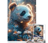 Rompecabezas de 1000 Piezas de Panda en un Campo de Flores decoración del hogar Juguetes Regalos de Amigo Secreto Juegos educativos interesantes para Reducir el estrés (tamaño 38x26cm)