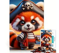 Rompecabezas de 1000 Piezas de Panda Rojo Pirata para Adultos Que Mejora la Memoria y Alivia la ansiedad Decoración de Pared con Bordes Afilados (50x75cm)
