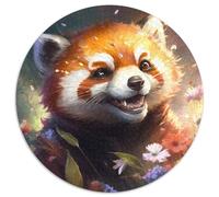 Rompecabezas de 1000 Piezas de Panda Rojo, Rompecabezas Redondos de 1000 Piezas para Adultos, decoración del hogar, Entrenamiento Mental y Regalos navideños, 67,5 x 67,5 cm