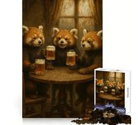 Rompecabezas de 1000 Piezas de Pandas Rojos Bebiendo Cerveza en un Pub para Adolescentes Mejora la Memoria Suave y Relajante Corte Premium Sorpresa de cumpleaños (38x26cm)