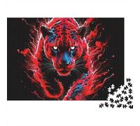 Rompecabezas de 1000 Piezas de Pantera Negra | para Adultos y Adolescentes Pantera de Fuego Roja con Ojos Brillantes Rompecabezas Imposible y Difícil y Regalo 38x26cm/1000pcs