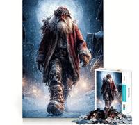 Rompecabezas de 1000 Piezas de Papá Noel Caminando por un Pueblo nevado para Adolescentes Juguete Divertido para Pensar Juntos Arte Coleccionable de Corte nítido (38x26cm)