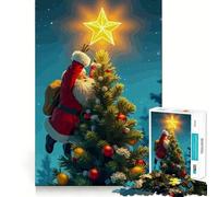 Rompecabezas de 1000 Piezas de Papá Noel decorando el árbol de Navidad para Adultos Juguete Inteligente para el hogar Corte Suave Sorpresa navideña (38x26cm)