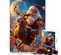 Rompecabezas de 1000 Piezas de Papá Noel y Sus Renos Volando para Adultos Mejora la Memoria y Alivia la ansiedad Bordes precisos Sorpresa navideña (50x75cm)