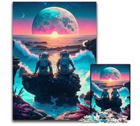 Rompecabezas de 1000 Piezas de Pareja de astronautas, Ideal para Adultos, decoración Colorida y Juego Familiar Interactivo, Regalo Ideal 50x75cm/19,68x29,52 Pulgadas