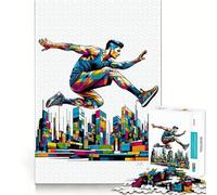 Rompecabezas de 1000 Piezas de Parkour Street Sport WPAP para Adultos Juguete de lógica Resistente, Divertido y Relajante Bordes definidos Regalo Memorable (38x26cm)