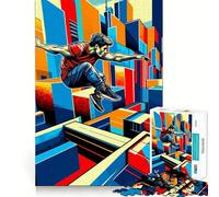 Rompecabezas de 1000 Piezas de Parkour Street Sport WPAP para Adultos y Adolescentes Juguete de lógica Clara Tiempo de relajación Corte Artículo de Santa Claus (38x52cm)