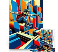Rompecabezas de 1000 Piezas de Parkour Street Sport WPAP para Adultos y Adolescentes Juguete de lógica Clara Tiempo de relajación Corte Artículo de Santa Claus (38x52cm)