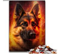 Rompecabezas de 1000 Piezas de Pastor alemán de Fuego para Adultos, tamaño 50x75cm, Juego Familiar Interactivo, decoración del hogar DIY, Regalo de acertijo